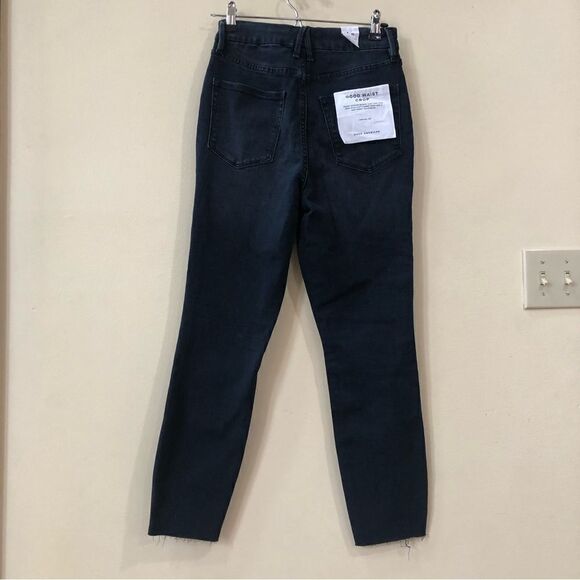 Good American Good Waist Crop Raw Hem Jeans in Blue 631 - Picture 3 of 6